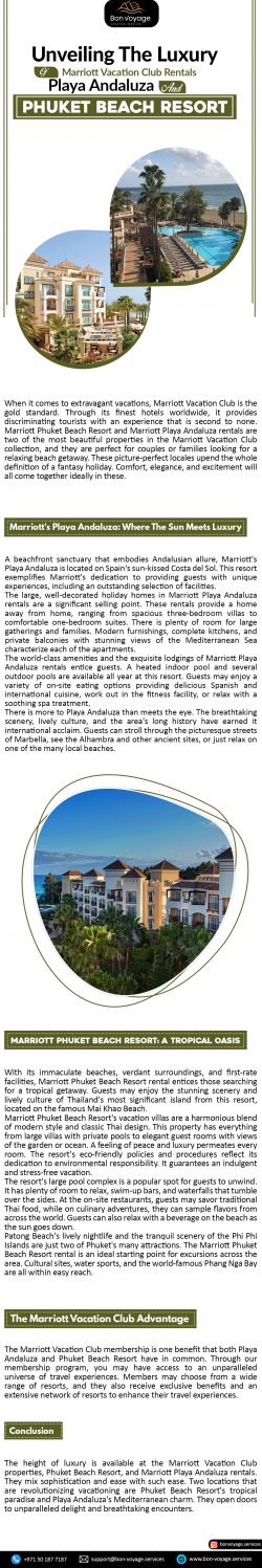 Unveiling The Luxury Of Marriott Vacation Club Rentals: Playa Andaluza And Phuket Beach Resort