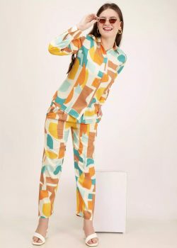 Women Multi Color Abstract Cotton Co-Ord Set