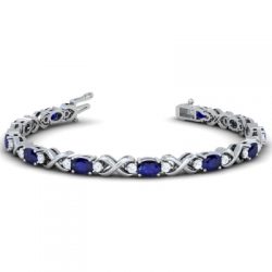 Splendid Oval Blue Sapphire Bracelet (4.51 Carats)