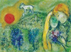 Chagall Les Amoureux De Vence Hand Painted Reproduction – Paolo Gallery