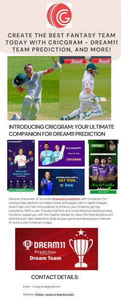 Create the best fantasy team today with Cricgram – Dream11 Team prediction, and more!