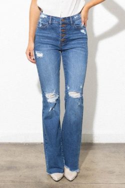 High Waisted Distressed Bootcut Jeans | Azoroh