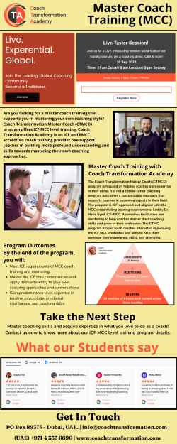 ICF Master Coach Training Programs – Coach Transformation Academy
