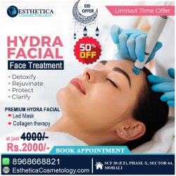 Indulge in Radiant Skin Bliss with HydraFacial at Esthetica Cosmetology, Chandigarh! ✨