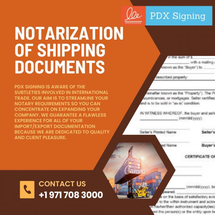 Notarization of Shipping Documents