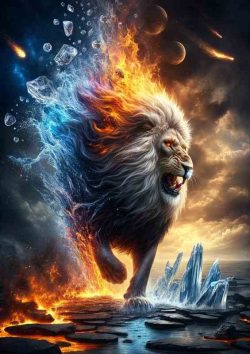 Elemental Fury Majestic Lion – Element Merger Metal Poster