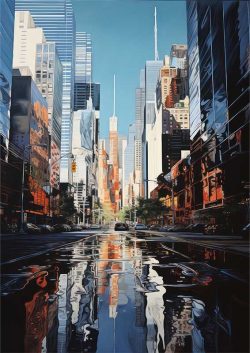 Building Reflections With Skyscrapers | Metal Poster
