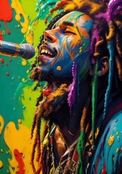 Bob Marley Singing With His Mic | Metal Poster