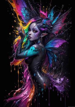 Fairy With Fabulous Colours Splash Art | Metal Poster