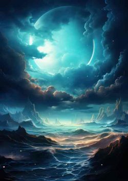 Spirit Winter Wilderness Moon Apearing Through Clouds | Metal Poster