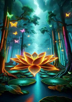 Lotus Neon Splendo Metal Poster