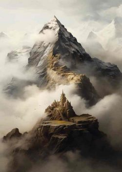 Mist And Mountains Castle In The Air | Metal Poster