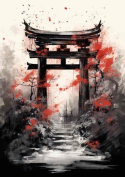 Mystical Torii Moments Japanese Inkscapes | Metal Poster