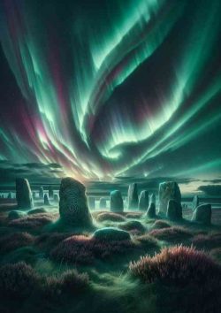Mystic Aurora Over Ancient Stones | Metal Poster