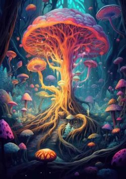 Vibrant Vale Of The Mushrooms | Metal Poster