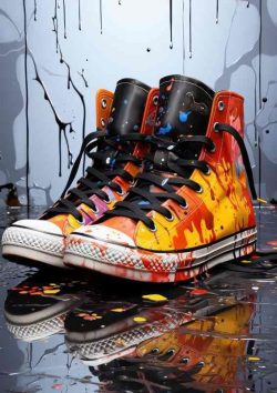 Vibrant Sneaker Artwork Steps Into Style | Metal Poster
