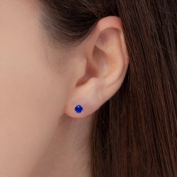 Amazing Round-shaped Blue-sapphire Gemstone Earrings (2.10 Carats)