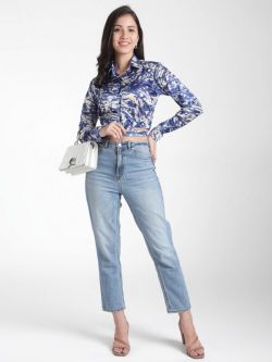 Party Wear Blue Printed Shirt
