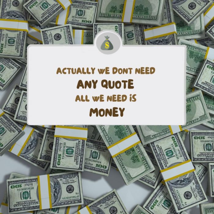 ACTUALLY, WE DO NOT NEED ANY QUOTE, ALL WE NEED IS MONEY