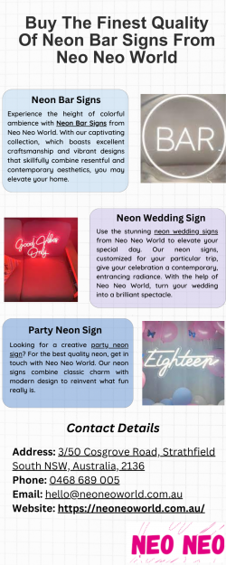 Buy The Finest Quality Of Neon Bar Signs From Neo Neo World