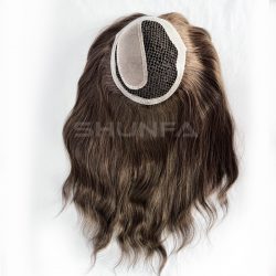 Custom long hair system monofilament top with fish net, 1 inch clear poly aroud