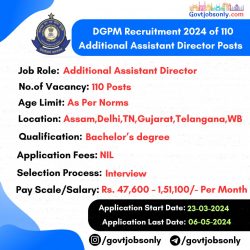 DGPM Recruitment 2024: Apply for 110 Additional Assistant Director Posts