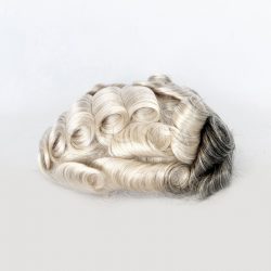 lace grey hair toupee with natural looking hairline