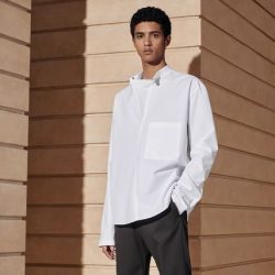 HERMES | H456400H290 Boxy fit shirt with Madison collar WHITE