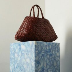 Italy Leather Woven Hobo Trapezoidal Bag