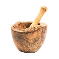 Olive wood mortar and pestle