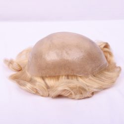 Full Skin Toupee for Men Human Hair with Blonde Color