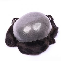 Single Knot Scallop Toupee for Men with Top Quality Human Hair