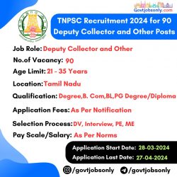 TNPSC 2024 Recruitment: Apply for 90 Various Posts