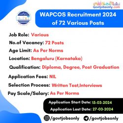 WAPCOS Recruitment 2024: Apply for 72 Various Posts