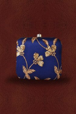 Buy Royal Blue Sequin Embroidered Clutch Online