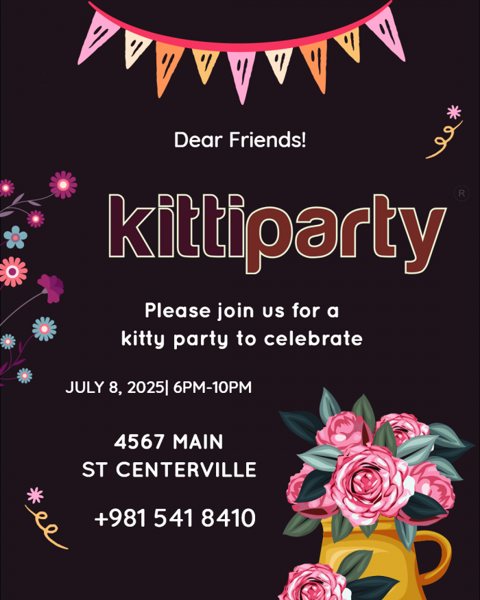 Make Best Invitation to kitty party Template