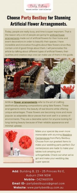 Choose Party Bestbuy for Stunning Artificial Flower Arrangements.