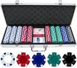 500ct Striped Dice 11.5g Clay Poker Chips Aluminum Case Promo Set