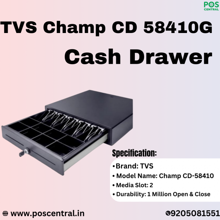 Reliable Cash Management: TVS Champ CD 58410G Cash Drawer