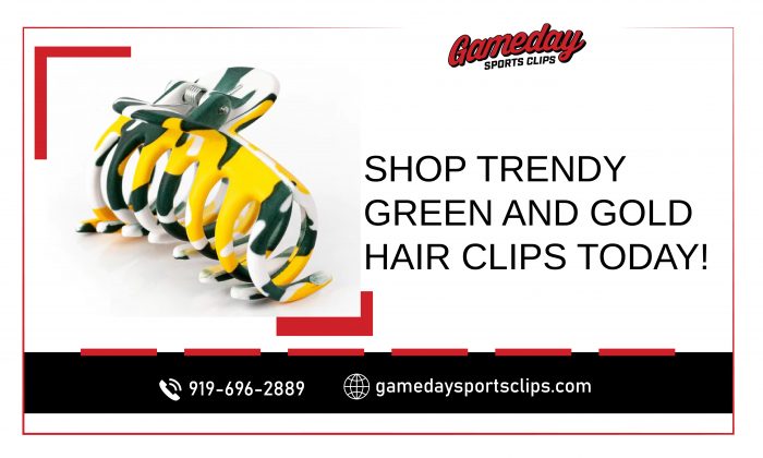 Complete Your Look with Our Trendy Green and Gold Hair Clip!
