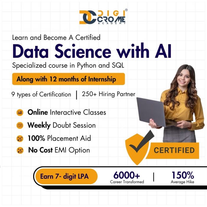 Digicrome offers Best Data Science and Artificial Intelligence Course: Get Certified career deve ...