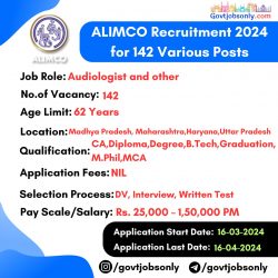 ALIMCO Recruitment 2024: Apply for 142 Posts