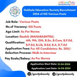 Gokhale Education Society Recruitment 2024: Apply for 105 Posts