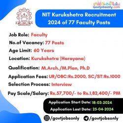 NIT Kurukshetra 2024: Apply for 77 Faculty Vacancies