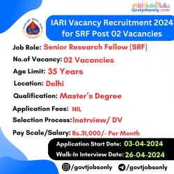 IARI 2024 SRF Recruitment: Apply Now for 02 Vacancies