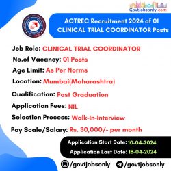 ACTREC 2024 Clinical Trial Coordinator Vacancy: Apply Now