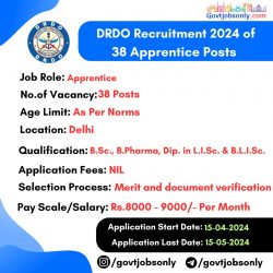 DRDO 2024 Recruitment: 38 Apprentice Vacancies – Apply Now