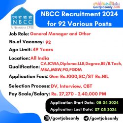 NBCC Vacancy Recruitment 2024: Apply for 92 Various Posts