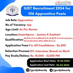 IUST Recruitment 2024: Apply for 106 Apprentice Posts”