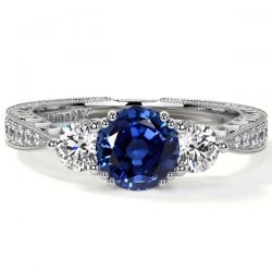 Luxury Prong Set Round Diamonds Three Stone Ring Setting